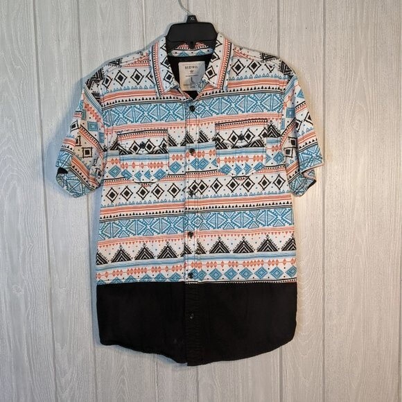 Decibel South West Print Button Front Short Sleeve Shirt EUC SZ L - Picture 1 of 6